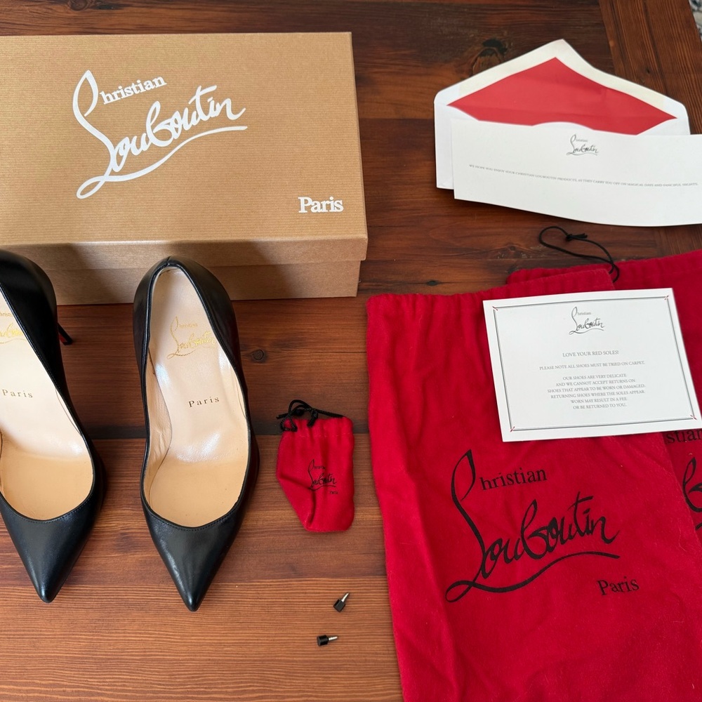 Christian Louboutin Pigalle Follies 100mm Black Nappa Leather Heels (Size 36)